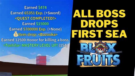 all boss drops in blox fruits first sea|blox fruits sea 1 bosses.